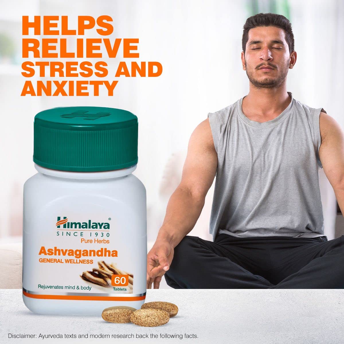 Himalaya Ashvagandha-General Wellness Tablets-60 Tablets-Stress Relief-Rejuvenates Mind and Body-Stumbit Health
